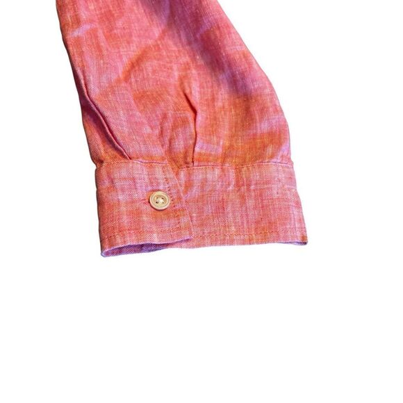 J.Jill woman’s XL 100% linen heathered pink long sleeve coastal beachy blouse - Picture 7 of 10